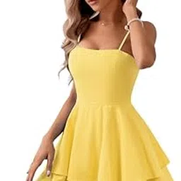 ftk Backless Cotton Dress for Women Square Collar Sleeveless Short Dress with Bow Tie Waist-picture-32