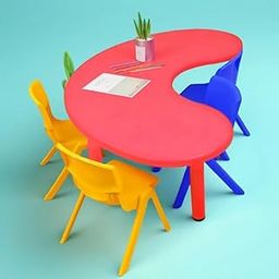 eHomeKart Moon Table with 5 Chairs for Kids - Half Round Moon Shape Plastic Table with 54 inch Length with 5 Chairs - Study Table for Kids at Home or School - Color May Vary-22
