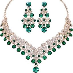 Latest Stylish Design Fancy Wedding Party Crystal Diamonds Necklace Jewellery Set for Women-image-20