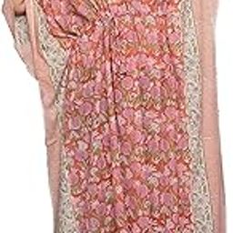 Semi Sheer Transparent Pure Cotton Women Stylish Hand Block Print Kaftan, Night Wear, Loungewear, Night Dress, Casual Wear, Home Wear-01-16