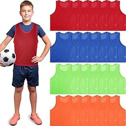 Yahenda 24 Pcs Nylon Mesh Scrimmage Team Practice Vests Pinnies Jerseys for Children Youth Sports Basketball Soccer Football-image-50