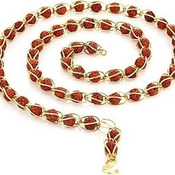 Omniira Rudraksha Mala for Men & Women | Gold-Plated Designer Chain Style Spiritual Necklace | Original 5 Mukhi Rudraksha for Meditation-image-92