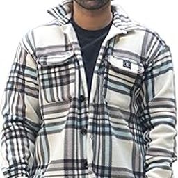 Mens Chcekered Onion Fullsleeve Polyester Blend Fleece Shacket-picture-11