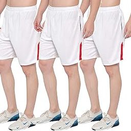 Men's Polycotton Running Sports Gym Shorts Pack of 3 (White, White, White, Free Size: 28-34 Inches)-picture-50