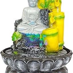 Polyresin Table Top Indoor Outdoor Water Fountain with LED Lights for Home Decor Decoration Showpiece Gift (Multicolor)-image-76