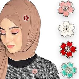 Magnetic Hijab Pins - Muslim Safety & Stylish Hijab Accessories: Set Of 4 Pairs - Jewelry For Hijab, Scarf, Saree, Clothing Button Clip, Magnetic Lock Brooch Combo For Women & Girls-27