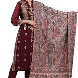 Women's Pure Wool Double Kani Shawl (Grey)-image-40