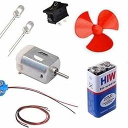 SP Project Kit, (Fan Blade, DC Motor, 9V Battery, 2 LED, 1 m Wire, Battery Connector, Switch for Project, Science, DIYs) Electronic Components-16