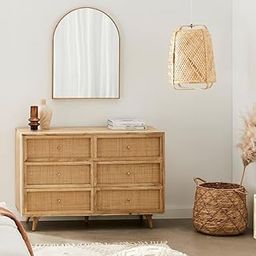 THE KASHTH Rattan Chest of 6 Drawers – Mid-Century Modern Dresser in Natural Wood – Woven Cane Front Storage Cabinet for Bedroom, Living Room, or Entryway-image-44