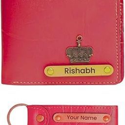 Personalized Men's Wallet and Keychain Gift Set - Black | Custom Name & Charm | Vegan Leather Combo for Him (Mandy Wine)-image-9