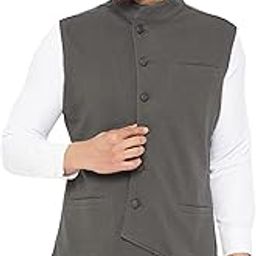 Grey Color Cotton Knitted Men's Waistcoat(HYPM03416)-picture-11