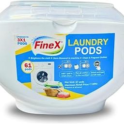 FineX 3-in-1 Smart Laundry Detergent Pods for Top & Front Load Washing machine | Detergent capsules removes Stains, Brightens Clothes, & smells fresh| 61 Units for 61 loads-20