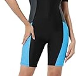 Women's Nylon Legging Half Sleeves High Neck (Front Zip) Pattern Single Piece Swimwear/Swim Suit-image-3