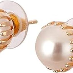Earring Engraved Pearl Daily Office Wear Push Back Stud Jewellery For Girls and Women-image-1