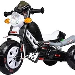 JoyRideStylish Java Bullet Bike Pedal Tricycle for Kids Toddler Trike Headlight, Music,Eva Wheels & Curved Seat Push Along Pedal Trike for 18 Months to 5 Years White-image-49