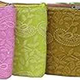 MMD RETAIL Chikankari Lakhnowi Purse for Women, Potli Bags for Return Gifts, Shagun Potli Pouch, Ethnic Party Favor Bags, Potli Purse for Baby Shower Wedding Return Gifts - Pack Of 6-9