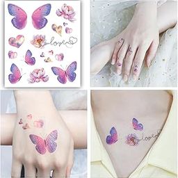 S.A.V.I Glitter Butterfly & Flower Tattoos - Waterproof Temporary Sticker for Women & Girls-17