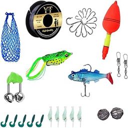Fishing Tackle Kit with Line, Hooks, Lures, Floats, Sinkers, Swivels, Net Bag, 50m Line, Multiple Accessories-picture-0