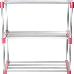 Bookshelf Alloy Steel Metal Storage Shelve for Books Storage Organizer| 3 Shelves Children Book Rack| Bookcase for Home Furniture |Cabinet Shelves for Bedroom Office Living Room - Pink-14