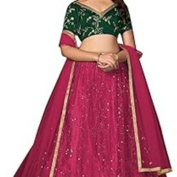 Embroidery and Sequins work Net Fabric Lehenga Choli With Net Dupatta | Pink |-image-18