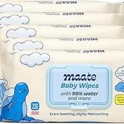 Maate Baby Wipes (Pack of 5, 360 Wipes) | Soothing & Hypoallergenic | Infused With Plant Squalane, Tamanu Oil & Aloe Vera | & Hydrating | Wipe for Baby's | Paraben & Sulphate Free-picture-0