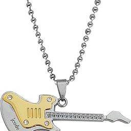 Rockstar Music Electric Guitar Gold and Silver Zinc,Metal Necklace Chain for Men and Women-image-38