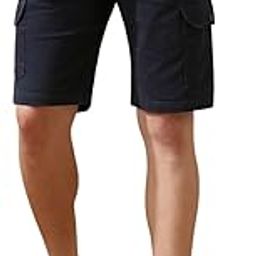 Men Navy Solid Regular fit Cargo Shorts-image-3