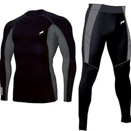 Polyester Spandex Men's Sports Running Set Compression Shirt + Pants Skin-Tight Long Sleeves Quick Dry Fitness Tracksuit Gym Yoga Suits-image-92