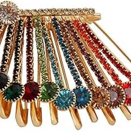 FASHIONS Golden Crystal Stone Sarees Brooch Coat Dress Gown Shawl Bridal Safety saree pins for Women Girls-3