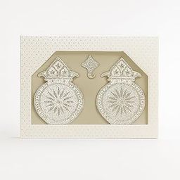 Lushure Premium Luxury Double Coin Gift Box | MDF + Leatherette, Velvet Interior | Magnetic Closure Luxury Shagun Holder for Up to 100g Gold/Silver Coins | Ivory White 27x20x2 cm, 400g-image-88