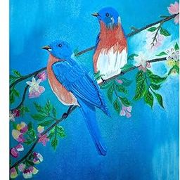 LOVE BIRDS ORIGINAL HAND MADE OIL PAINTING ON CANVAS-image-46