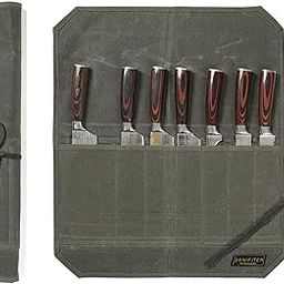 Heavy Duty Waxed Canvas Knife Roll Bag, Portable Chef Knife bag, Durable (Army Green)-26