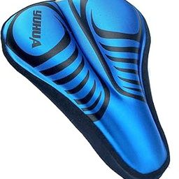 AlexVyan Advanced Gel Bicycle Saddle Seat Cushion Cover for Indoor Outdoor Cycling, Exercise Cycle - Soft and Washable, 100% Gel Material,(Blue Zebra)-image-59
