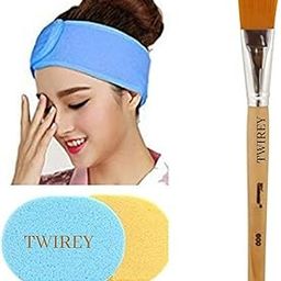 Polycotton Stretchable Elasticized Adjustable Facial Headbands and Face Pack Brush and Face Cleaning Sponges for Women, Pack of 1 - Multicolor-5