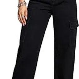 nu cloths New Women Cargo Flap Pocket Denim Black Jeans | Regular Fit Jeans for Women | Jeans Pant for Women-picture-10