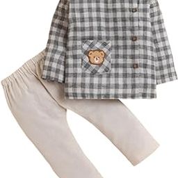 polka tots Baby Cotton Linen Outfit | Full Sleeve Checkered Top with Side Buttons & Pants | Soft & Breathable Unisex Dress for Infants & Toddlers-picture-26
