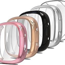 Simpeak 5-Pack Screen Protector Compatible with Fitbit Sense 2/Versa 4 Smartwatch, Soft TPU Plated Bumper Case Cover Compatible with Fitbit Versa 4/Sense 2, Clear/Black/Silver/Rose Gold/Pink-image-81