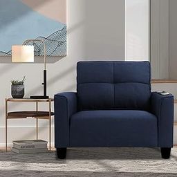 CASASTYLE Alton 1 Seater Fabric Sofa Set (Blue)-18