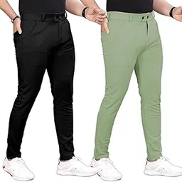gibbonte Men's Formal Slim Fit Trousers | Mid-Rise Solid Pants with Button Closure | Perfect for Office (Pack of 2)-picture-44