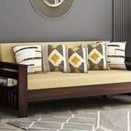 BN Furniture Sheesham Wood 3 Seater Sofa Set for Home and Living Room (Mahogany Finish) - Brown-image-81