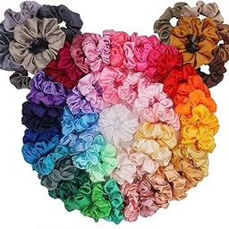 WEXUS Hair Scrunchies, Satin Silk Scrunchies, Silky Curly Hair Accessories for Women, Hair Ties Ropes for Teens, Girl’s Birthday Thanksgiving Christmas Gift Multicolor Pack Of (12)-image-62