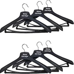 Winberg Coat Suite Hanger Notched Shoulders & Swivel Hooks, Non Slip Pants Bar Heavy Clothes Hangers Black Pack of 6 Hanger HNG006-image-39