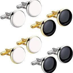 Fashions Classic White & Black Combo Cufflinks Formal Wedding Shirt Suit Blazer Cuff Links For Men-image-52