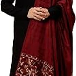 Men’s Ethnic Black Shawl/Stole for Winters, Self Design Check with Floral Palla (40 x 80 Inches)-image-46