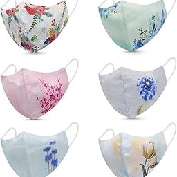 JERAM ENTERPRISE Women's Pure Cotton Printed Reusable Washable Mask without Valve , Multicolour - Pack of 6-27