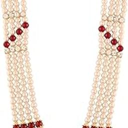 4 Layered Traditional Gold Plated Dulha Moti Mala with Stone Maharaja Haar/Groom Necklace For Men (MLP35)-image-28