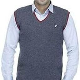 Men's Winter Wear Soft Pure Wool Casual Solid Self Designed V-Neck Sweater Grey-image-47