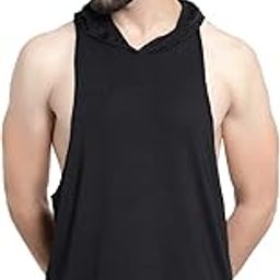 Men's Polyester Sleeveless Hooded Sando Vest (RR-09_Black) (Pack of 1)-image-20