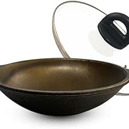 The Indus Valley Super Smooth Cast Iron Appam Pan/Appachatty/Chetty Pan/Appam Patra with Glass Lid | 22 Cm/8.7 Inch, 1.9Kg | Gas Compatible | Nonstick Pre-Seasoned Appam Pan, 100% Pure & Toxin-Free-picture-2