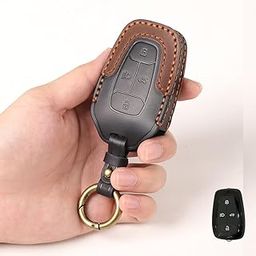 Keyzone Dual Leather Key Cover for Tata Nexon, Harrier, Safari, Altroz, Punch, Tigor 4 Button Smart Key (Black-Brown)-image-99